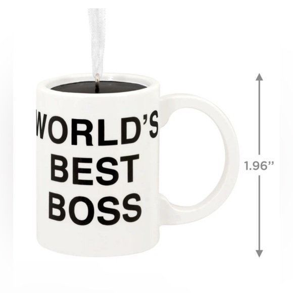 The Office World's Best Boss Coffee Mug Christmas Ornament - NEW - Picture 6 of 12